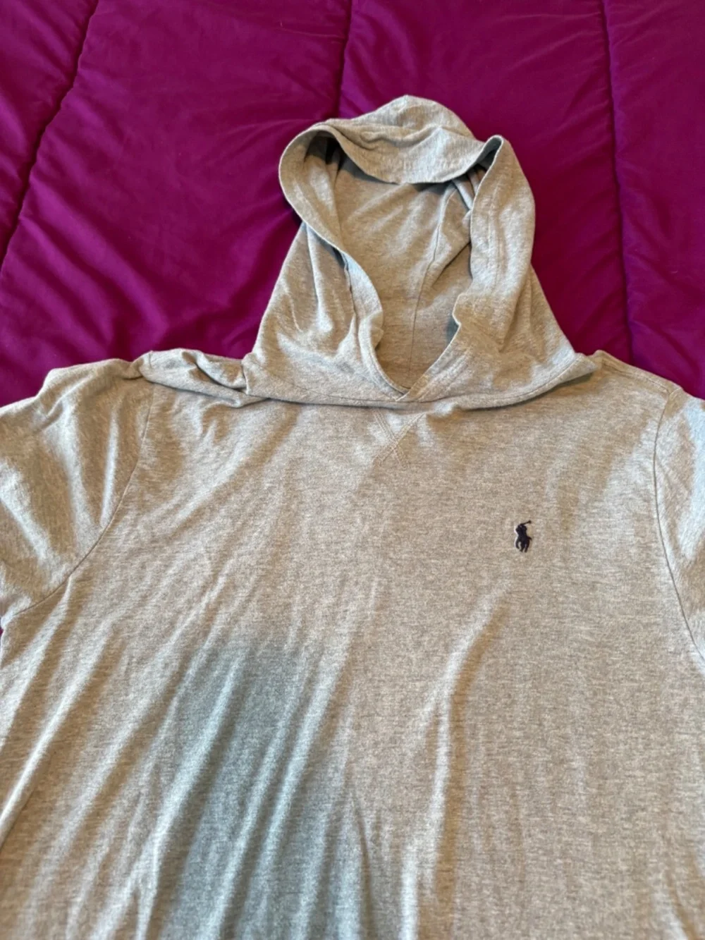 Polo Ralph Lauren Gray Cotton Long Sleeve Hooded T-Shirt Boys XL 18 20